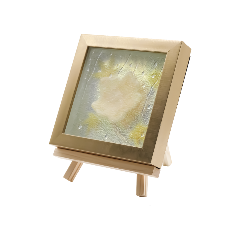 Lampe artistique carrée en forme de feuille d'érable jaune clair - Maple Frost
