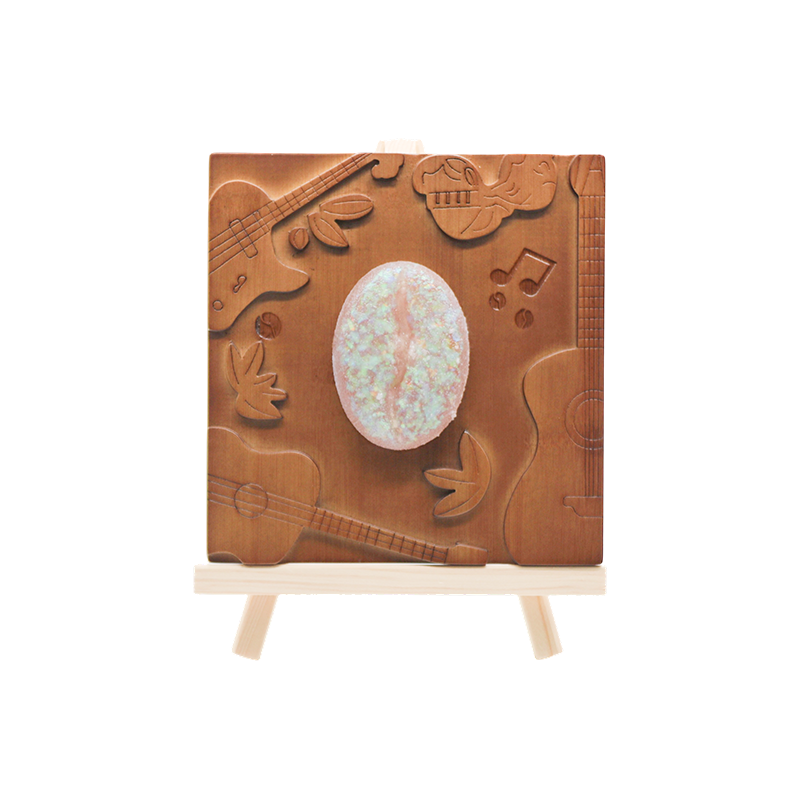 Fond de bûche brun foncé musique relief bois art lampe-bois rime
