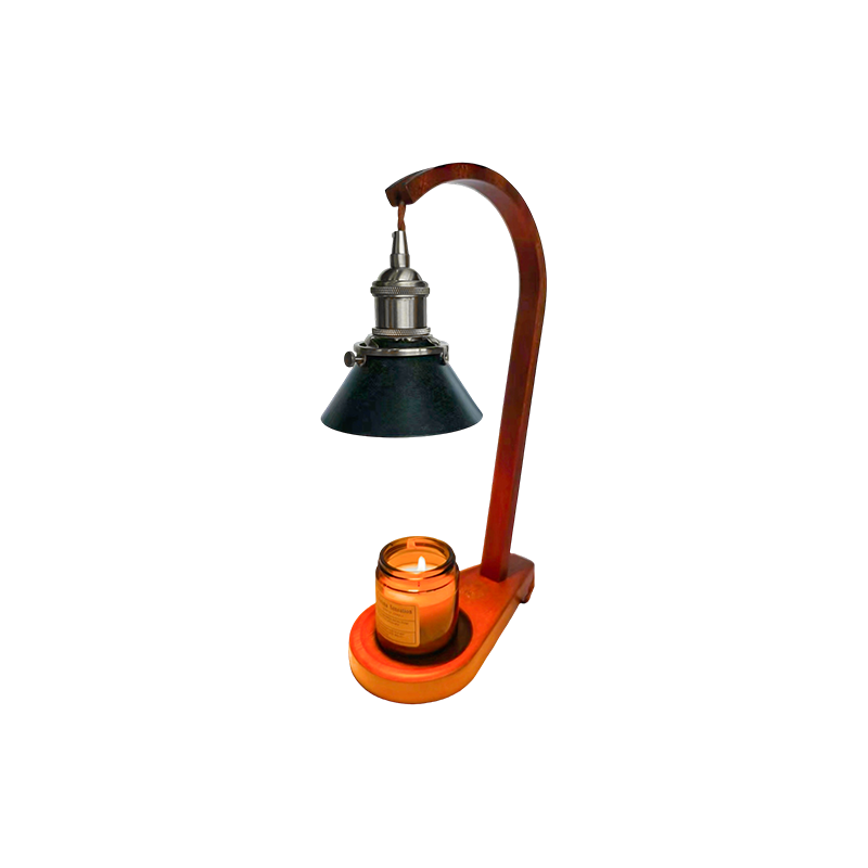 Lampe chauffe-bougie avec abat-jour conique noir - Voile lumineux