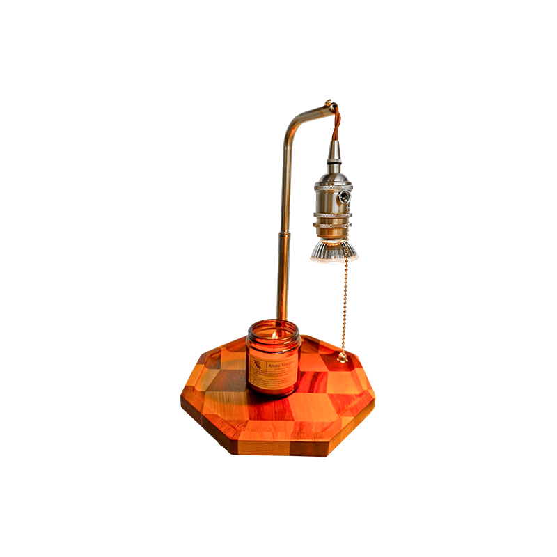 Lampe Chauffe-Bougie Rétro En Laiton Et Bois - Gilded Dawn