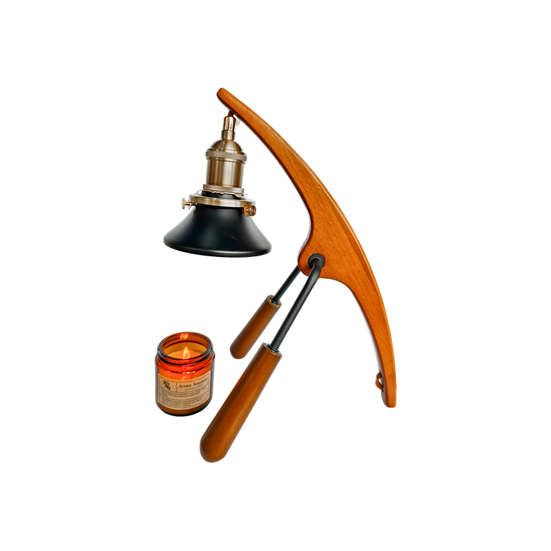 Lampe chauffe-bougie avec bras incurvé en bois - Arc Glow