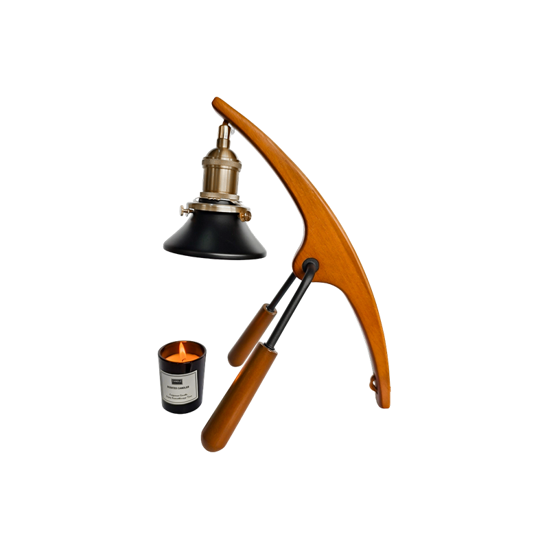 Lampe chauffe-bougie avec bras incurvé en bois - Arc Glow