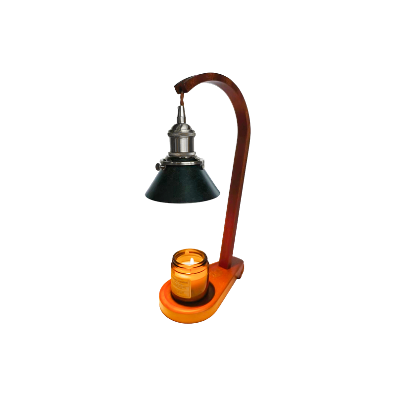 Lampe chauffe-bougie avec abat-jour conique noir - Voile lumineux